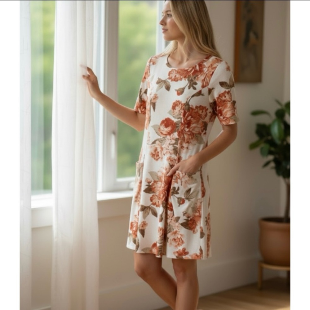 Enfocus Studio Floral Short Sleeve Dress Size 8 - Picture 2 of 9